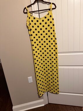 Boohoo Yellow Maxi Dress with Black Polka Dots